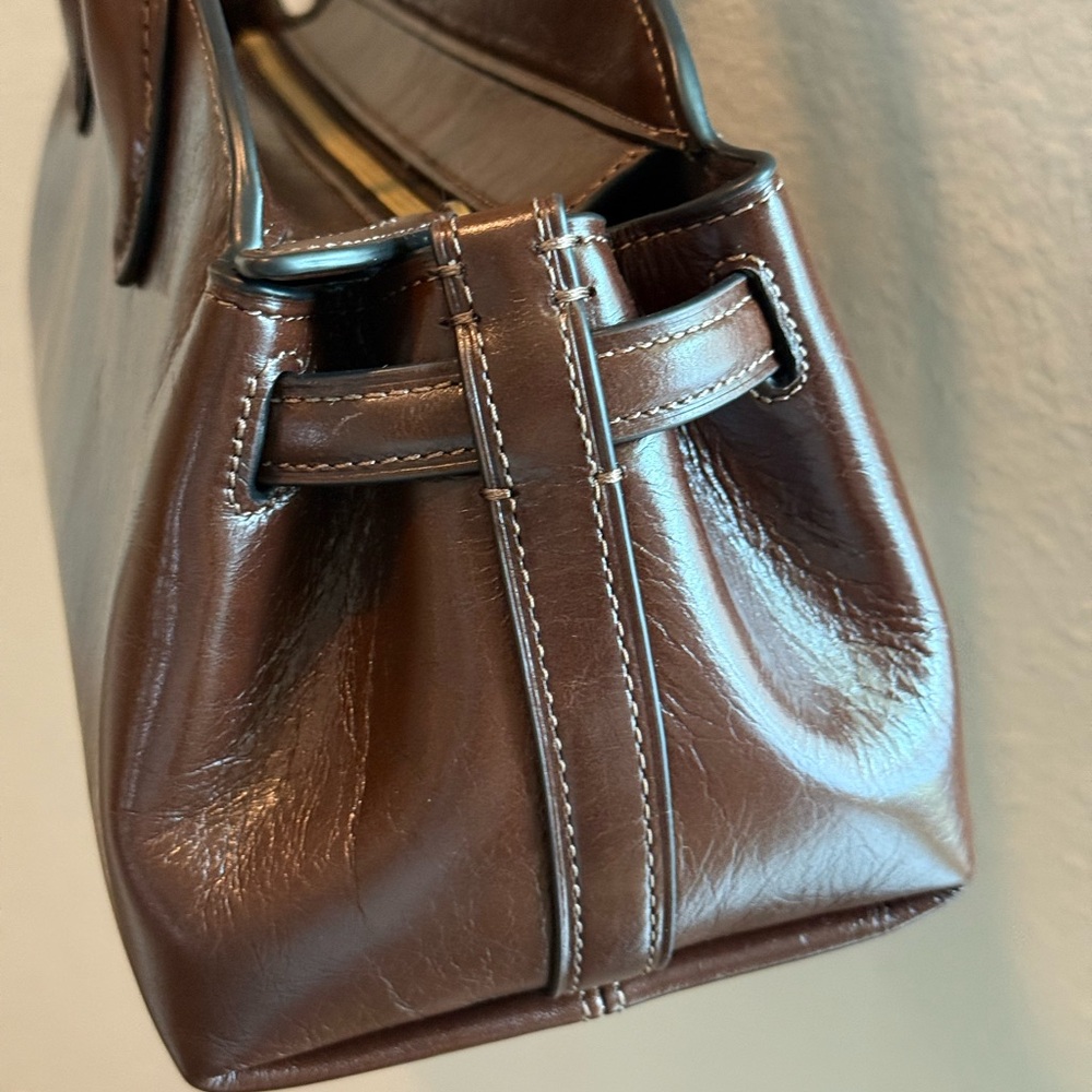 Coach Empire Carryall Bag 34 Glazed Leather Brass/Maple - Picture 12 of 16